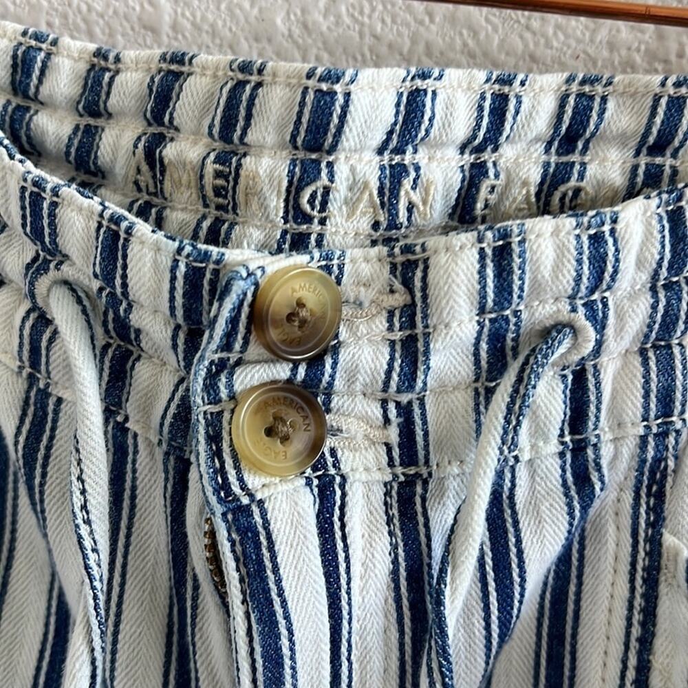 American Eagle Blue White Stripe Drawstring Waist Casual Pants Mid-Weight 10 - Picture 4 of 8